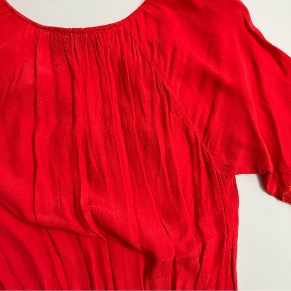 ANTHRO SUNDAY IN BROOKLYN neon salmon linen style dress - Picture 6 of 7